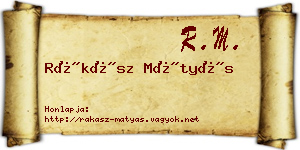 Rákász Mátyás névjegykártya